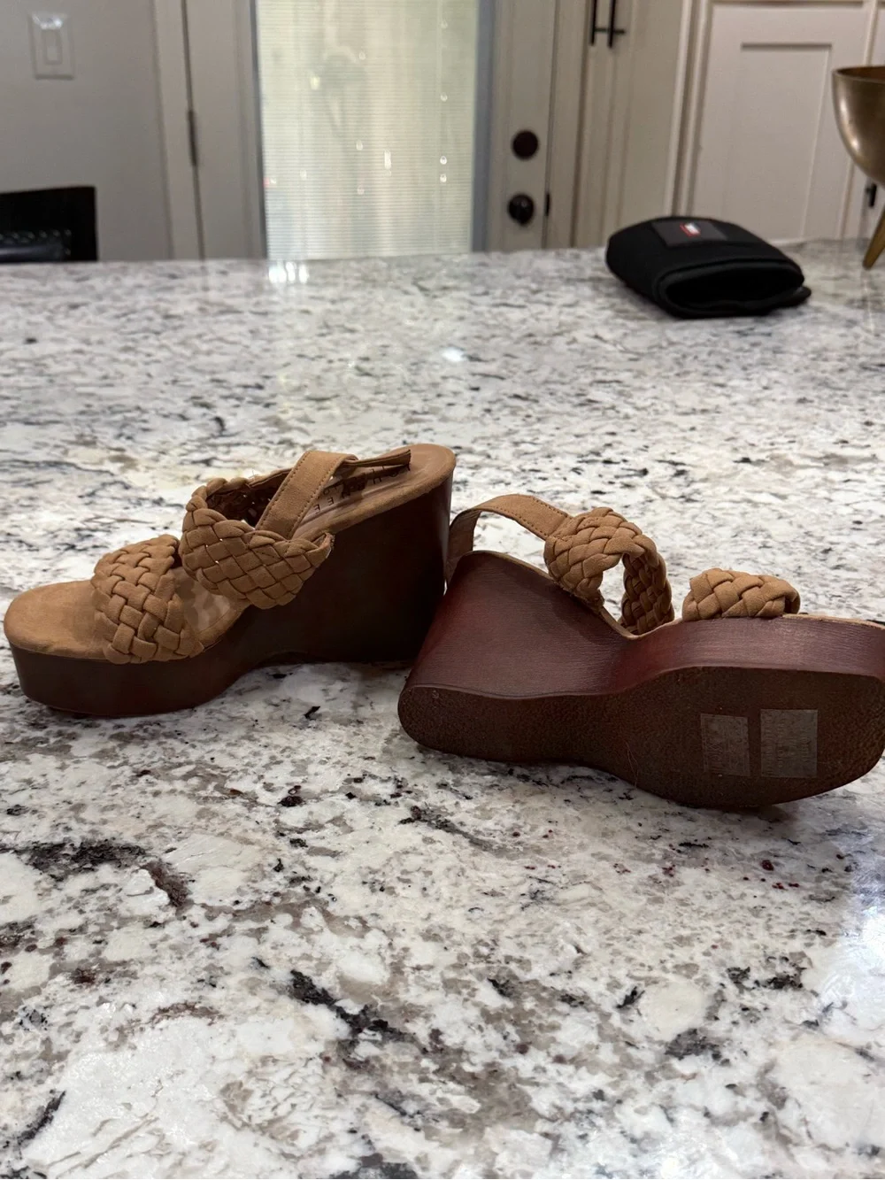 Journee Collection Braided Platform Wedge Sandals - Tan